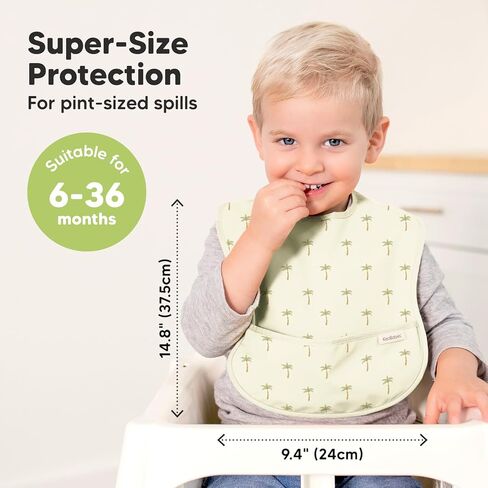 KeaBabies 3-Pack Waterproof Baby Bibs for Eating and 2-Pack Baby Silicone Bibs - Lightweight Baby Bib with Food Catcher - Waterproof, Easy Wipe Silicone Bib for Babies, Toddlers in Kuwait