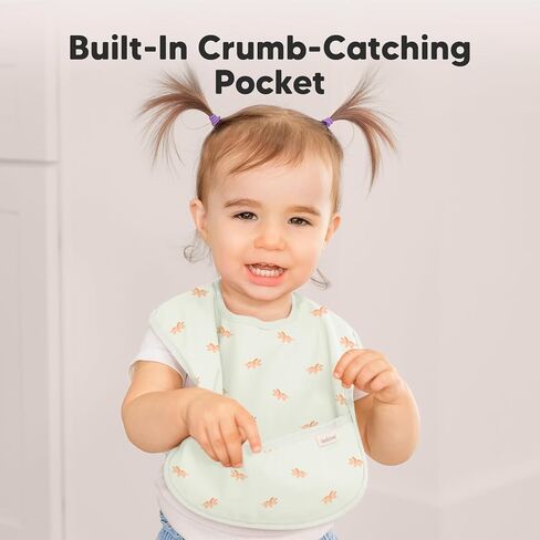 KeaBabies 3-Pack Waterproof Baby Bibs for Eating and 2-Pack Baby Silicone Bibs - Lightweight Baby Bib with Food Catcher - Waterproof, Easy Wipe Silicone Bib for Babies, Toddlers in Kuwait