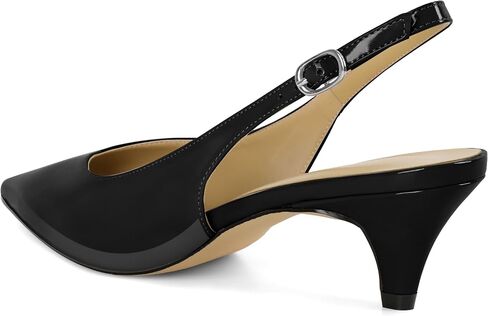 Esvowido Women's Low Kitten Heel Pumps Slingback Pointed Toe Pump 2" Low Heels Closed Toe Pumps Comfortable Patent Leather Pump for Women Office in Saudi Arabia