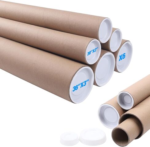 Mailing Tubes with Caps,10 Pack 2x30-Inch &1.5x24-Inch Kraft Paper Poster Tube for Shipping, Packing, Bulk Round Packaging, Cardboard Mailers, Art Prints, Maps, Blueprint in Kuwait