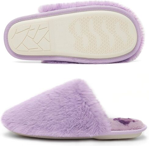 Womens Cute Fuzzy Slippers Soft Comfy Non-slip Slippers for Women Warm Cozy House Slippers for Woman in Kuwait
