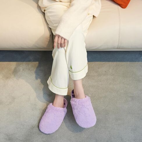 Womens Cute Fuzzy Slippers Soft Comfy Non-slip Slippers for Women Warm Cozy House Slippers for Woman in Kuwait