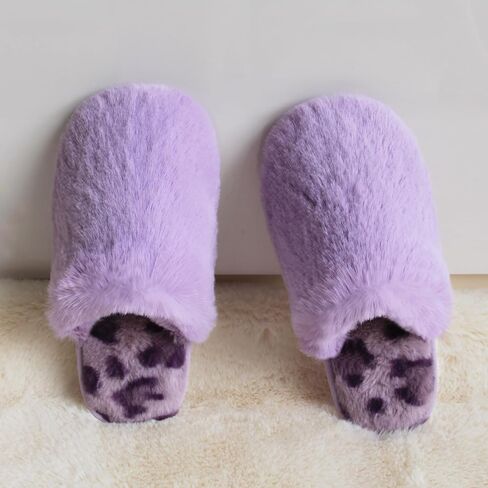 Womens Cute Fuzzy Slippers Soft Comfy Non-slip Slippers for Women Warm Cozy House Slippers for Woman in Kuwait