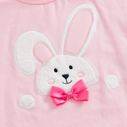 FYBITBO Baby Girl Summer Clothes Easter Bunny Short Sleeve T-Shirt Romper Bodysuit Rabbit Headband Newborn Easter Outfit in Saudi Arabia