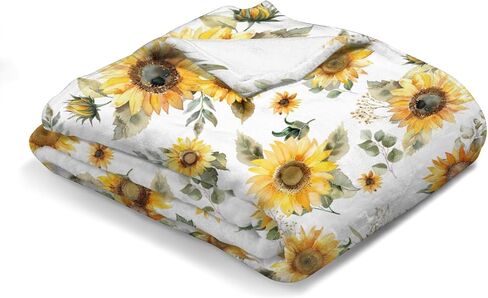 Watercolor Yellow Sunflowers Baby Blanket for Boy Girl Boho Sunflowers Leaves Flannel Soft Swaddle Blanket Summer Wild Floral Receiving Blankets Toddler Nursery Bed Crib Blanket Playmat 30x40 in Saudi Arabia