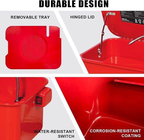 BIG RED AXH-PPW5GUR Torin Portable Parts Washer to Degrease Small Parts and Tools, 5 Gallon Capacity, Black in Saudi Arabia