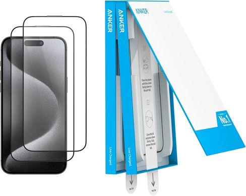 Anker Screen Protector, Bubble-and-Dust-Free iPhone HD Tempered Glass, Durable and Drop-Proof with 9H Hardness, Easy Installation Exclusively for iPhone 16 6.1-Inch (2-Pack) in Saudi Arabia
