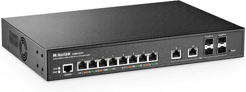 MokerLink 12 Port 10G Managed Switch, 8x10G Ethernet Ports, 10G/5G/2.5G/1G Auto-Adaptive, 4x10G SFP+ Port, L3 Web/CLI Managed, Metal Desktop|Rackmount Network Switch in Kuwait