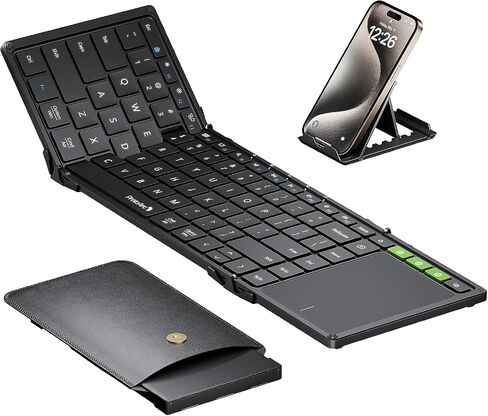 ProtoArc Foldable Keyboard with Touchpad, XK01 TP Folding Portable Keyboard, Full Size Keys, Large Trackpad Bluetooth Travel Keyboard for iPad, iPhone, Laptop PC Tablets -Black in Saudi Arabia