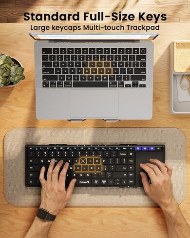 ProtoArc Foldable Keyboard with Touchpad, XK01 TP Folding Portable Keyboard, Full Size Keys, Large Trackpad Bluetooth Travel Keyboard for iPad, iPhone, Laptop PC Tablets -Black in Saudi Arabia