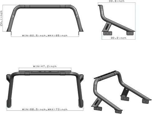 Roll Bar Sport Bar Chase Racks (Simple Style) Fit for Mid Size Pickup Truck Compatible with(Toyota Tacoma, Ford Ranger, Colorado, Canyon, Nissan Frontier) /Light Mount/No Drilling in Kuwait