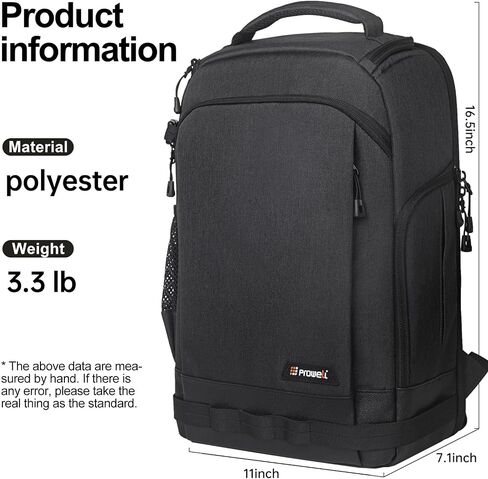 Prowell Camera Backpack Bag, DSLR/SLR Photography Backpack,Large-Capacity Photography Backpack with Tripod Holder & Laptop & Digital Camera Storage,Black in Saudi Arabia