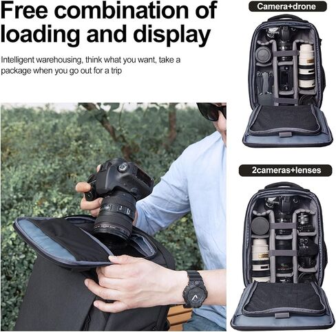 Prowell Camera Backpack Bag, DSLR/SLR Photography Backpack,Large-Capacity Photography Backpack with Tripod Holder & Laptop & Digital Camera Storage,Black in Saudi Arabia