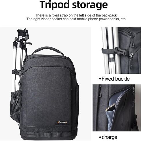 Prowell Camera Backpack Bag, DSLR/SLR Photography Backpack,Large-Capacity Photography Backpack with Tripod Holder & Laptop & Digital Camera Storage,Black in Saudi Arabia