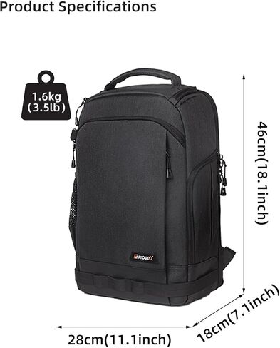 Prowell Camera Backpack Bag, DSLR/SLR Photography Backpack,Large-Capacity Photography Backpack with Tripod Holder & Laptop & Digital Camera Storage,Black in Saudi Arabia