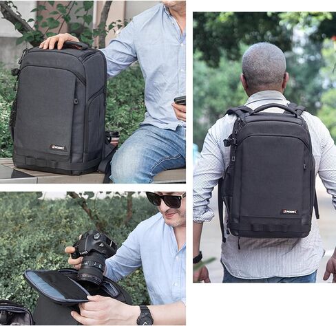 Prowell Camera Backpack Bag, DSLR/SLR Photography Backpack,Large-Capacity Photography Backpack with Tripod Holder & Laptop & Digital Camera Storage,Black in Saudi Arabia