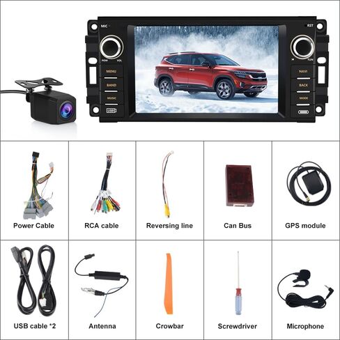 AWESAFE Android Car Stereo for Jeep Wrangler Radio Chrysler Dodge Ram 1500 with Wireless Carplay, 7 Inch Touch Screen for Jeep Car Radio with WiFi GPS Navigation FM Radio + Backup Camera in Saudi Arabia