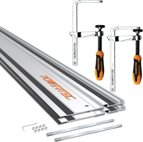 POWERTEC 110" Track Saw Guide Rail Kit for Festool and Makita, Includes 2PK 55" Guide Rails, 2PK Guide Rail Connectors, 2PK Track Saw Clamps (72058) in Saudi Arabia