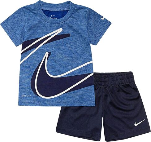 Nike Kids Boy's Dri-FIT Dropset Tee & Shorts Set (Little Kids) Obsidian 4 Little Kids in Kuwait