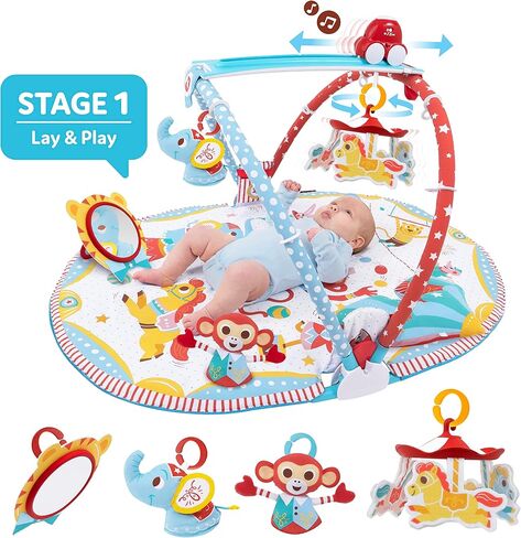 Yookidoo Play 'N’ Nap. 3-in-1 Baby Activity Playmat Gym, Tummy Time Mat, Pillow & Mirror. Foldable Infant Blanket, with Sensory Toys and Newborn Rattle for 0-12 Months. in Kuwait