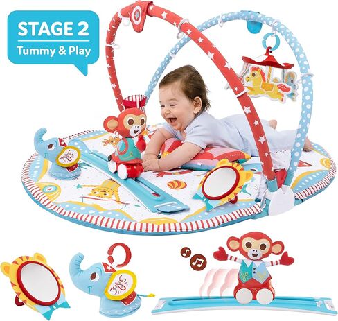 Yookidoo Play 'N’ Nap. 3-in-1 Baby Activity Playmat Gym, Tummy Time Mat, Pillow & Mirror. Foldable Infant Blanket, with Sensory Toys and Newborn Rattle for 0-12 Months. in Kuwait