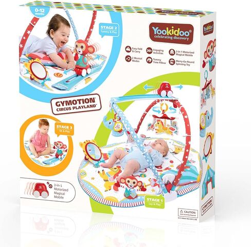 Yookidoo Play 'N’ Nap. 3-in-1 Baby Activity Playmat Gym, Tummy Time Mat, Pillow & Mirror. Foldable Infant Blanket, with Sensory Toys and Newborn Rattle for 0-12 Months. in Kuwait