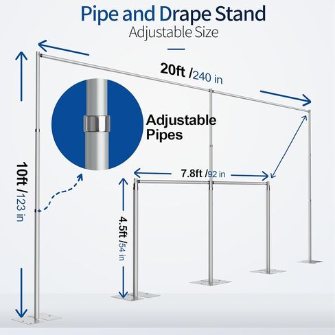 Pipe and Drape Backdrop Stand, 8.5x10ft Heavy Duty Adjustable Backdrop Frame with Metal Base, Background Holder for Parties Photography Wedding Photoshoot Decoration in Saudi Arabia