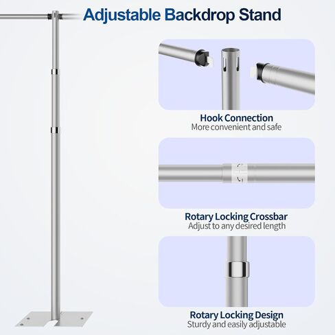 Pipe and Drape Backdrop Stand, 8.5x10ft Heavy Duty Adjustable Backdrop Frame with Metal Base, Background Holder for Parties Photography Wedding Photoshoot Decoration in Saudi Arabia