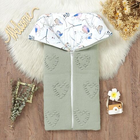 Baby Winter Thick Swaddle Blankets Newborn Heart Dots Receiving Blanket Infant Soft Knit Warm Stroller Wraps for Baby Boys Girls (Pink) in Kuwait