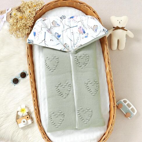 Baby Winter Thick Swaddle Blankets Newborn Heart Dots Receiving Blanket Infant Soft Knit Warm Stroller Wraps for Baby Boys Girls (Pink) in Kuwait