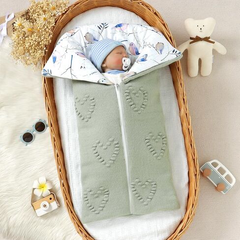 Baby Winter Thick Swaddle Blankets Newborn Heart Dots Receiving Blanket Infant Soft Knit Warm Stroller Wraps for Baby Boys Girls (Pink) in Kuwait