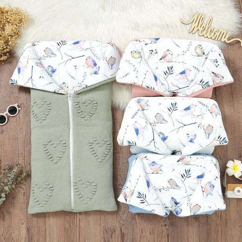 Baby Winter Thick Swaddle Blankets Newborn Heart Dots Receiving Blanket Infant Soft Knit Warm Stroller Wraps for Baby Boys Girls (Pink) in Kuwait