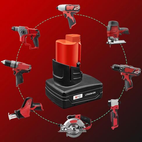 2 حزمة 12 فولت 6000 مللي أمبير لميلووكي M12 بطارية ليثيوم أيون استبدال 48-11-2401 48-11-2402 48-11-2440 48-11-2460 in Kuwait