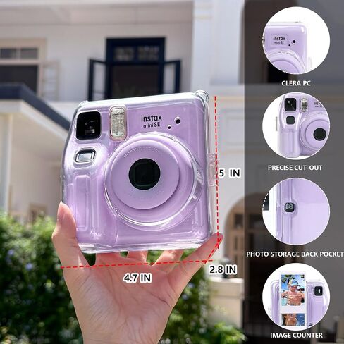 Camera Case for Fujifilm Instax Mini SE/7+/7s Instant Camera, Pink | Mini SE Protective Case, PU Leather Case for Instax Mini SE Bag, with Adjustable Camera Strap, Strong Protection, No Camera in Saudi Arabia