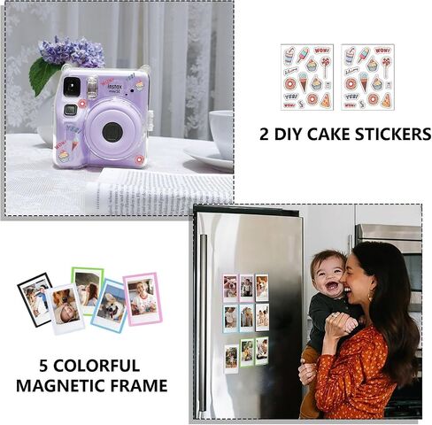 Camera Case for Fujifilm Instax Mini SE/7+/7s Instant Camera, Pink | Mini SE Protective Case, PU Leather Case for Instax Mini SE Bag, with Adjustable Camera Strap, Strong Protection, No Camera in Saudi Arabia