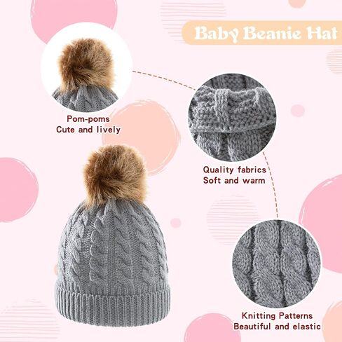 3Pcs Baby Beanie Hat Scarf Gloves Set Infant Knitted Cap Winter Warm Gloves Toddler Neck Warmer for Boys Girls 0-3 Years in Kuwait