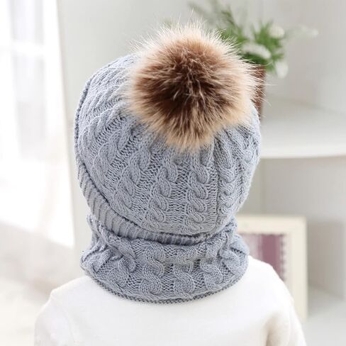 3Pcs Baby Beanie Hat Scarf Gloves Set Infant Knitted Cap Winter Warm Gloves Toddler Neck Warmer for Boys Girls 0-3 Years in Kuwait