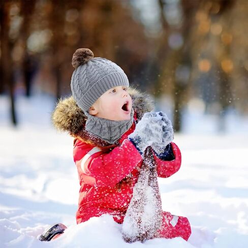 3Pcs Baby Beanie Hat Scarf Gloves Set Infant Knitted Cap Winter Warm Gloves Toddler Neck Warmer for Boys Girls 0-3 Years in Kuwait
