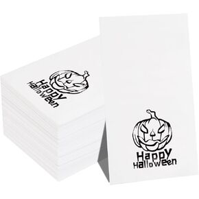 Nervure 100PCS Halloween Paper Napkins - Black Disposable Napkins with Gold Pumpkin - Paper Hand Towels Decorative Dessert Dinner Hand Napkin for Halloween Party Home Kitchen Bathroom