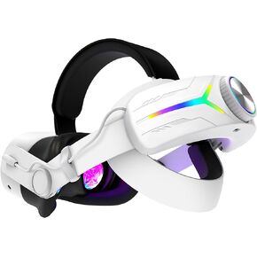 حزام رأس بطارية RGB Comfort بقدرة 8000 مللي أمبير في الساعة متوافق مع Meta Quest 3 - تمديد وقت التشغيل لمدة 8 ساعات - ملحقات حزام النخبة لحزمة البطارية القابلة للتعديل لتعزيز الدعم وتقليل إجهاد الوجه