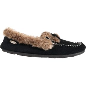 Acorn Women's Cozy Faux Fur Moc Slipper with memory foam and plush suede upper