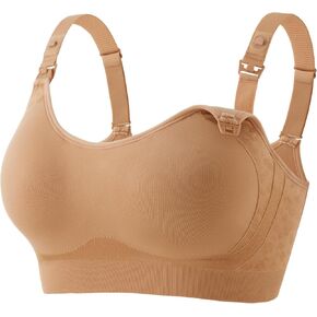 HOFISH Nursing Bra for Breastfeeding, Support Wearable Pump Bra with Fixed Cups, Adjustable Maternity Bra for Pregnancy