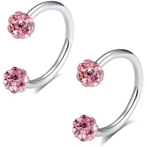16G 2PCs Cute Pink Butterfly Lip Rings, Snake Bite Jewelry for Snake Bites Piecing, Horseshoe Labret Jewelry for Lip Piercing