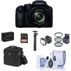 Panasonic Lumix FZ80D Point & Shoot Digital Camera, Bundle with 64GB SD Card, Bag, Extra Battery, Flexible Tripod, Mini LED Light, Filter Kit, Cleaning Kit