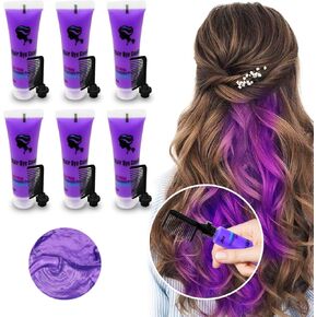 6PCS Temporary Hair Dye for Dark & Light Hair, Hair Chalk for Girls, Kids Hair Dye for Temporary Hair Color for Kids, Washable Hair Dye, Girl Gifts for 7 8 9 10 11 12 13 Year Old Girls Birthday Gifts