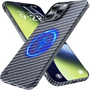 Magnetic Ultra-Thin Frosted Soft Touch Skin Borderless Carbon Fiber Bump Texture for iPhone 16 Pro Max Frameless Case 6.9" Slim Minimalist Lightweight Matte Hard for MagSafe Cover Case-Black