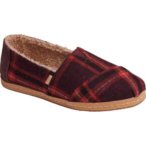 TOMS Womens Alpargata Plaid Leather Wrap Slip On Flats Casual - Red - Size 7 B
