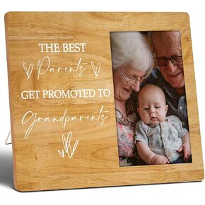 Grandkids Photo Frame, First Time Grandparents Gifts, The Best Parents Get Promoted to Grandparents, 4x6 Picture Frame, Wall Mount & Table Top, grandparents picture frame with baby. (009
