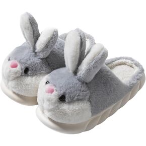 LANFIRE Women slippers Cute animal bunny slippers Soft cosy furry house slippers Warm men winter indoor cotton slippers