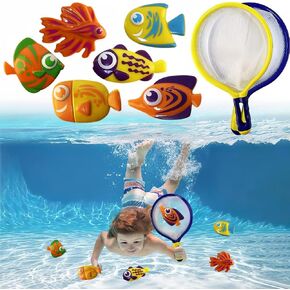 ArtCreativity Fishing Net Catch Game Set - Pool Toys for Kids Comes with 2 Fishing Net and 12 Colorful Fish Toys - Bathtub Toys for Boys and Girls - Summer Toys and Great Gift for Children